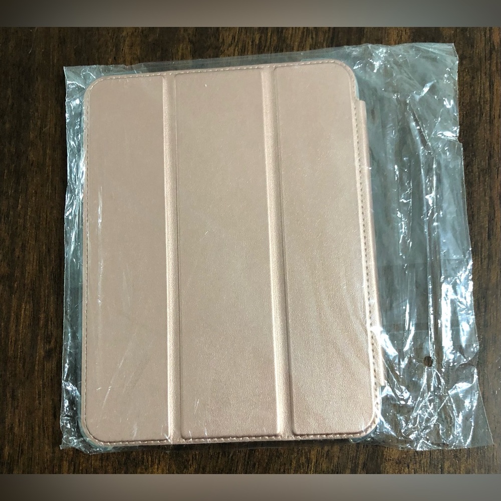 I pad Mini generation 6 Trifold Smart Stand cover and case Gold Rose.8”L X 6” W